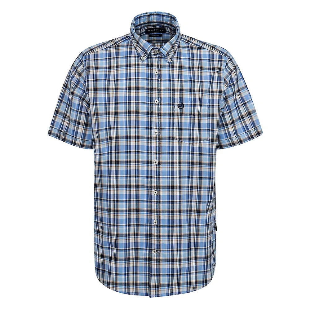 Plaid Short-Sleeve Modern-Fit Shirt