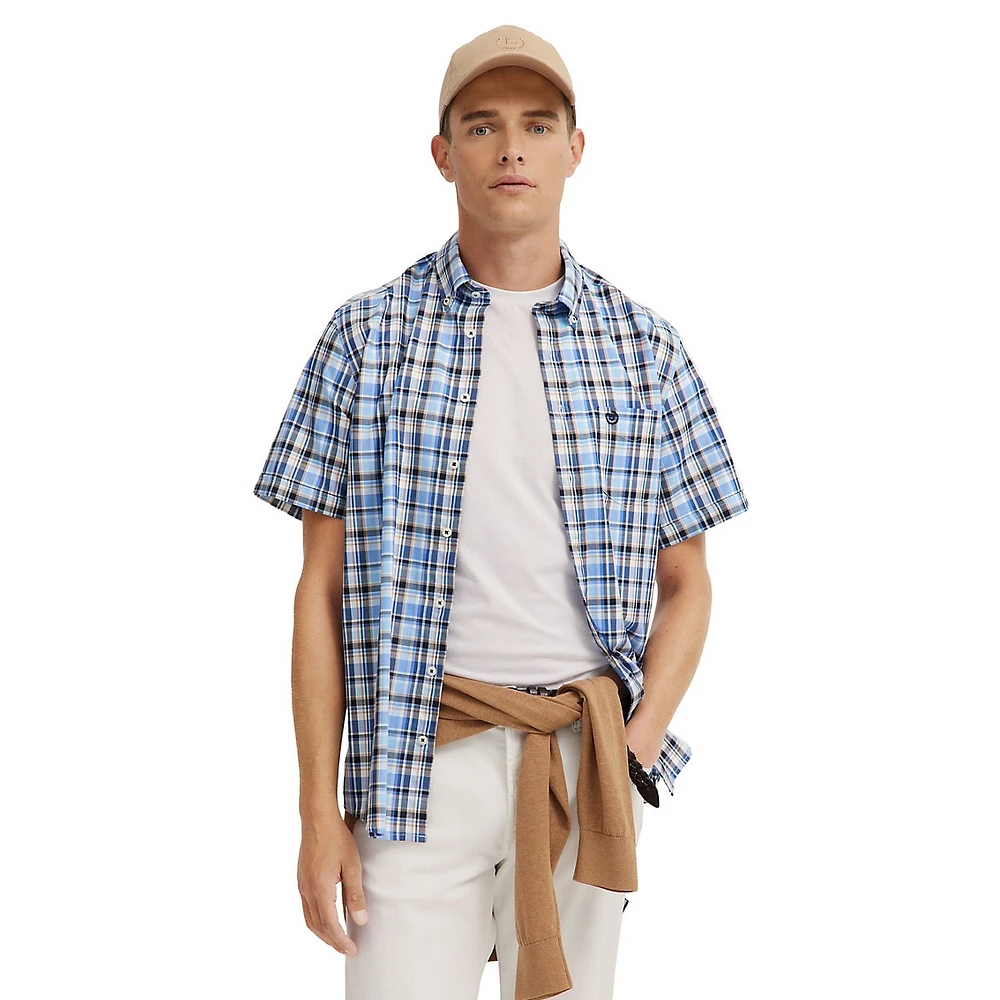 Plaid Short-Sleeve Modern-Fit Shirt