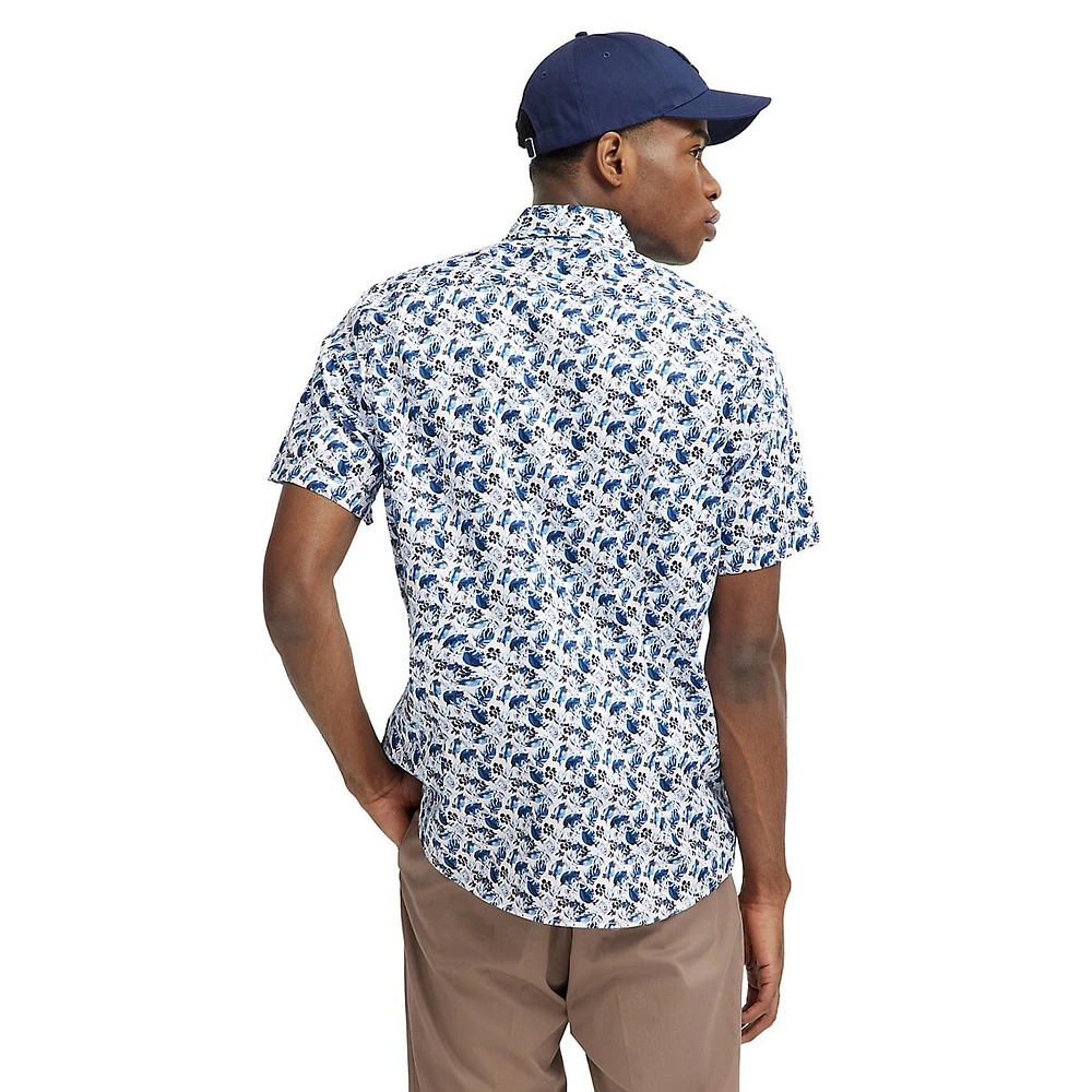 Short-Sleeve Printed Cotton Shirt