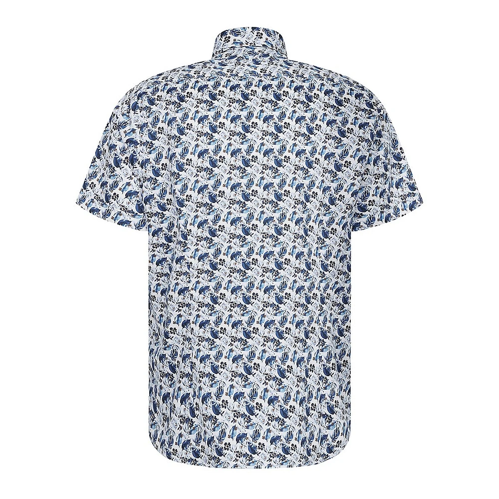 Short-Sleeve Printed Cotton Shirt