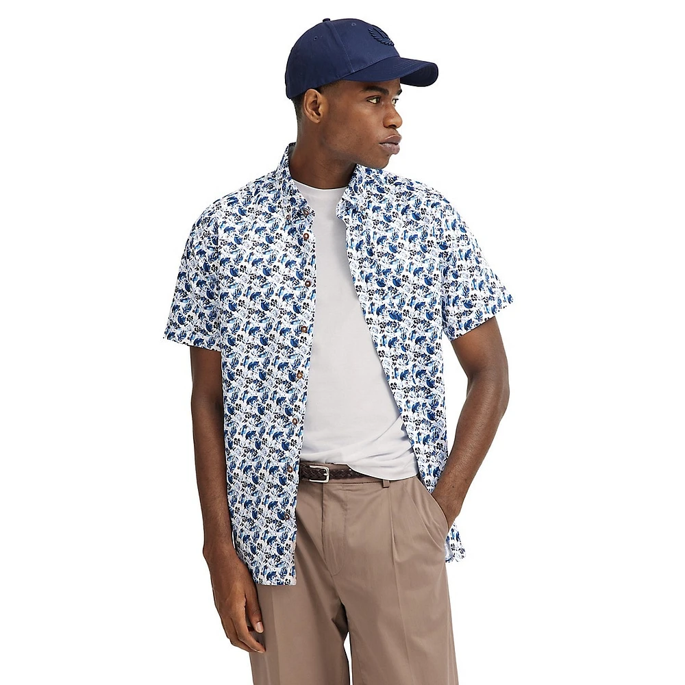 Short-Sleeve Printed Cotton Shirt