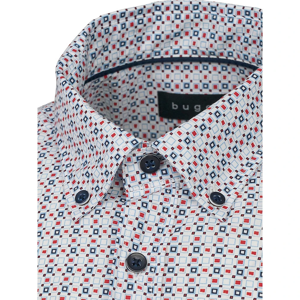 Short-Sleeve Retro-Geo Cotton Shirt