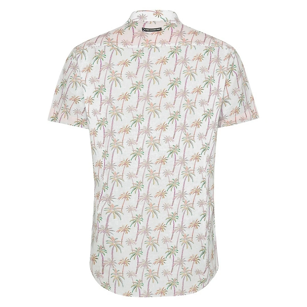 Palm Trees Cotton & Linen Short-Sleeve Shirt