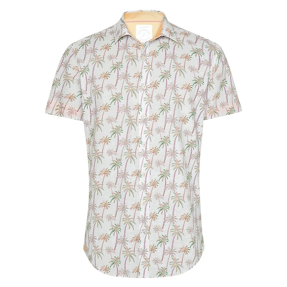 Palm Trees Cotton & Linen Short-Sleeve Shirt