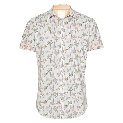 Palm Trees Cotton & Linen Short-Sleeve Shirt