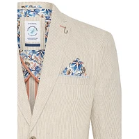 Fine-Stripe Linen & Cotton Blazer