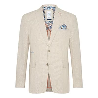 Fine-Stripe Linen & Cotton Blazer