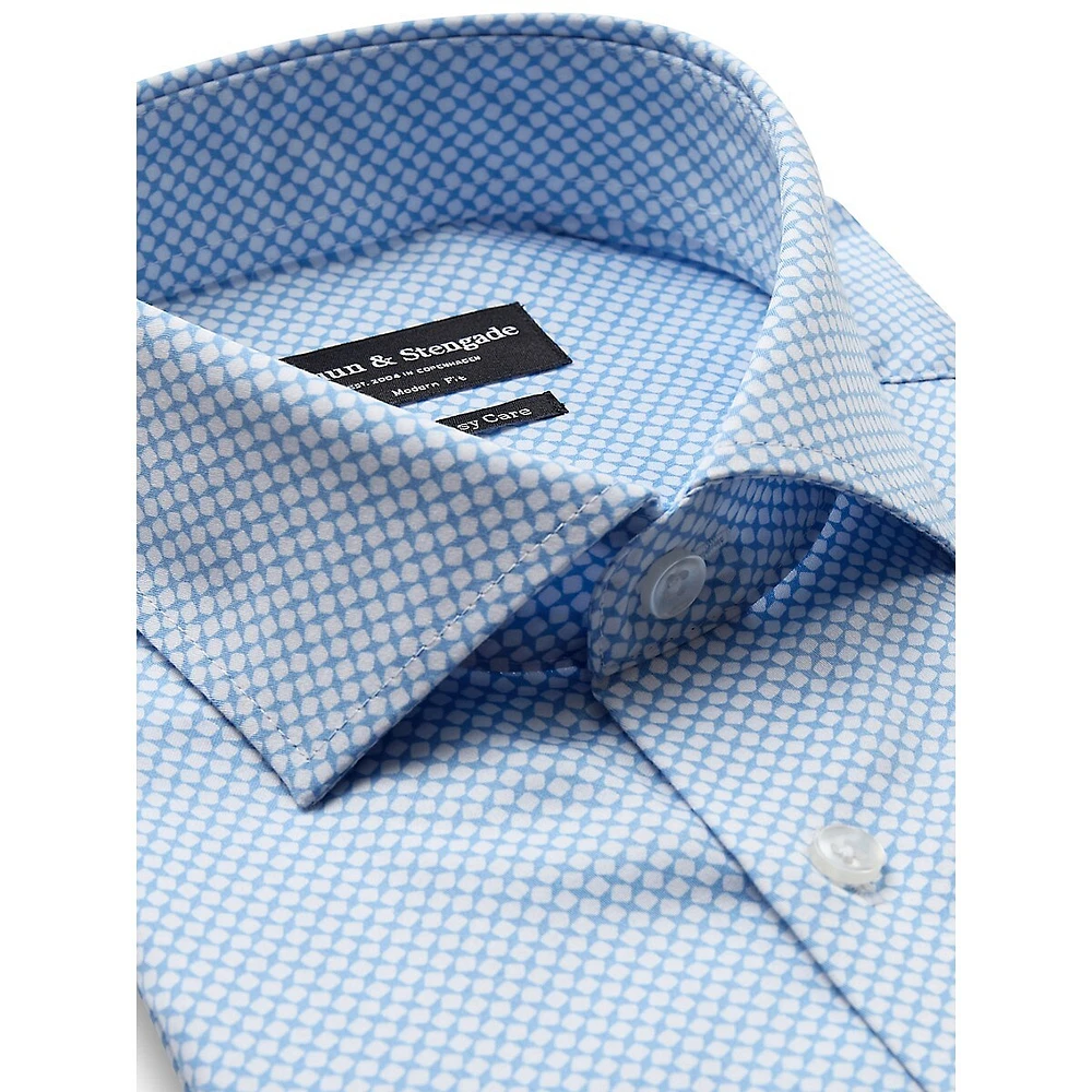 Paul Modern-Fit Stacked-Geo Satin Dress Shirt