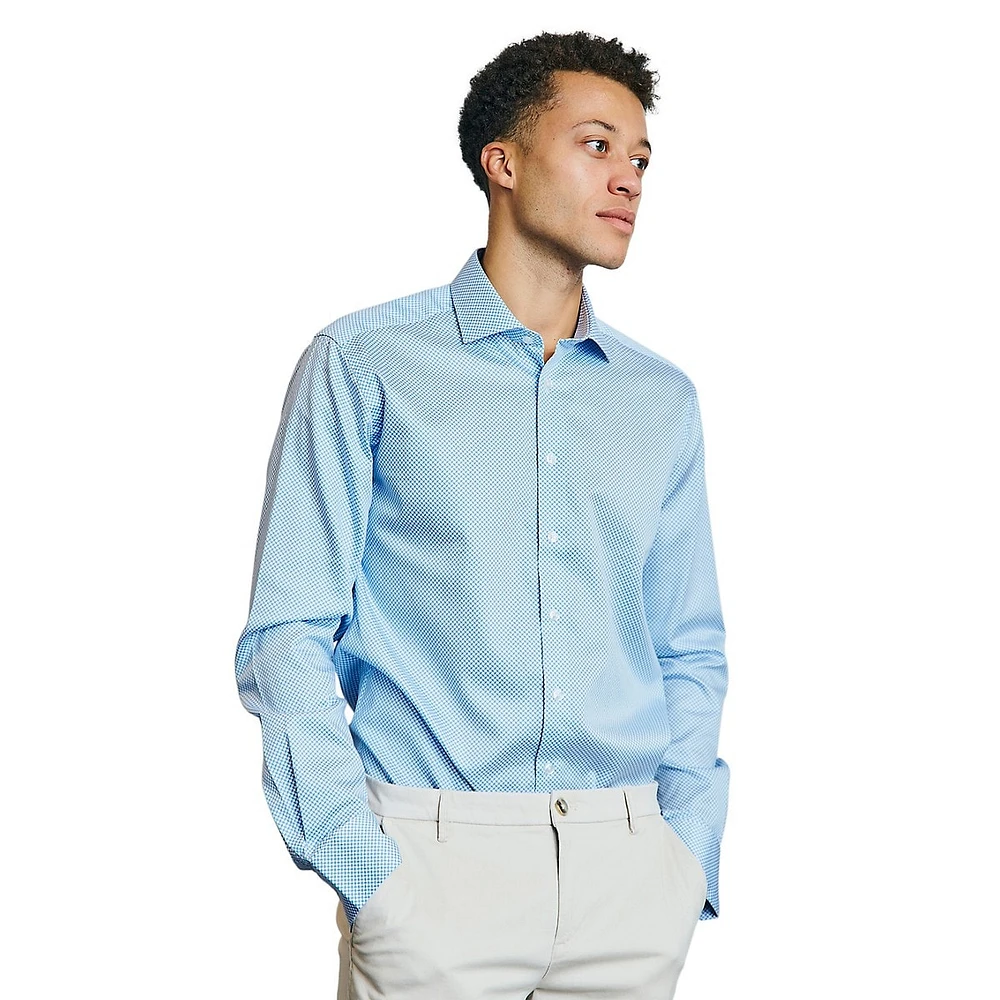 Paul Modern-Fit Stacked-Geo Satin Dress Shirt