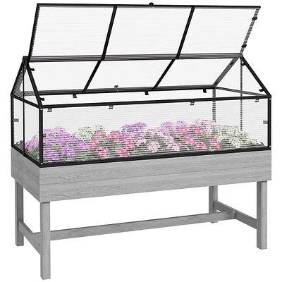 Raised Garden Bed With Cold Frame Greenhouse For Flowers