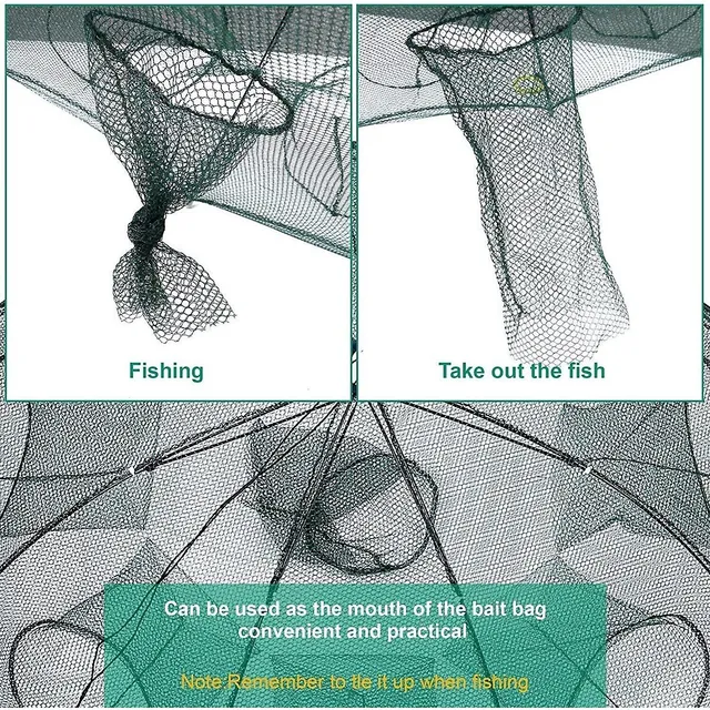 Folded Fishing Trap,Fishing Bait Trap Minnow Trap Crab Trap Minnow Net  Crayfish Crawdad Shrimp Net Trap 6 Sides 6 Holes, Nets -  Canada