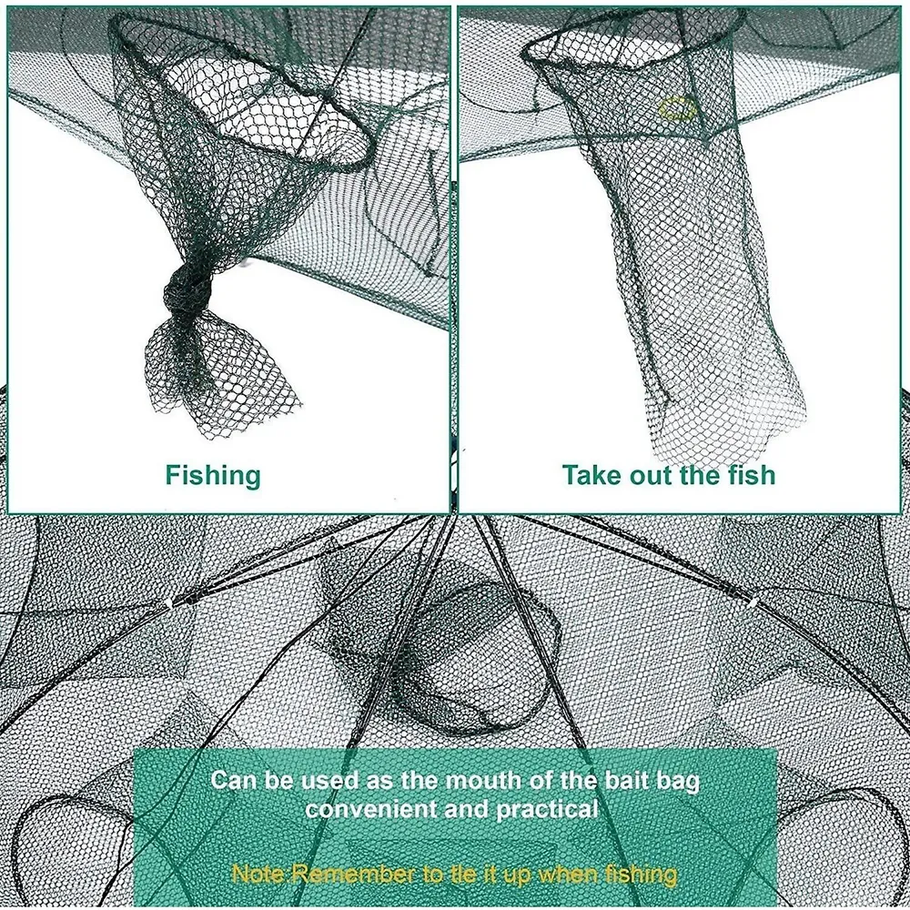 4 Holes Fishing Bait Trap Crab Net Shrimp Cast Dip Cage Fish