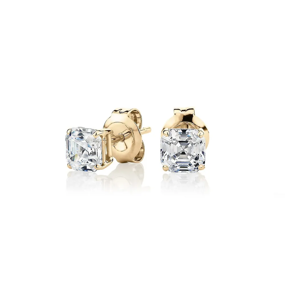 AsscherCut Diamond Stud Earrings  Ecksand