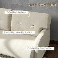 58" Loveseat Sofa For Bedroom 2 Seater Couch Beige