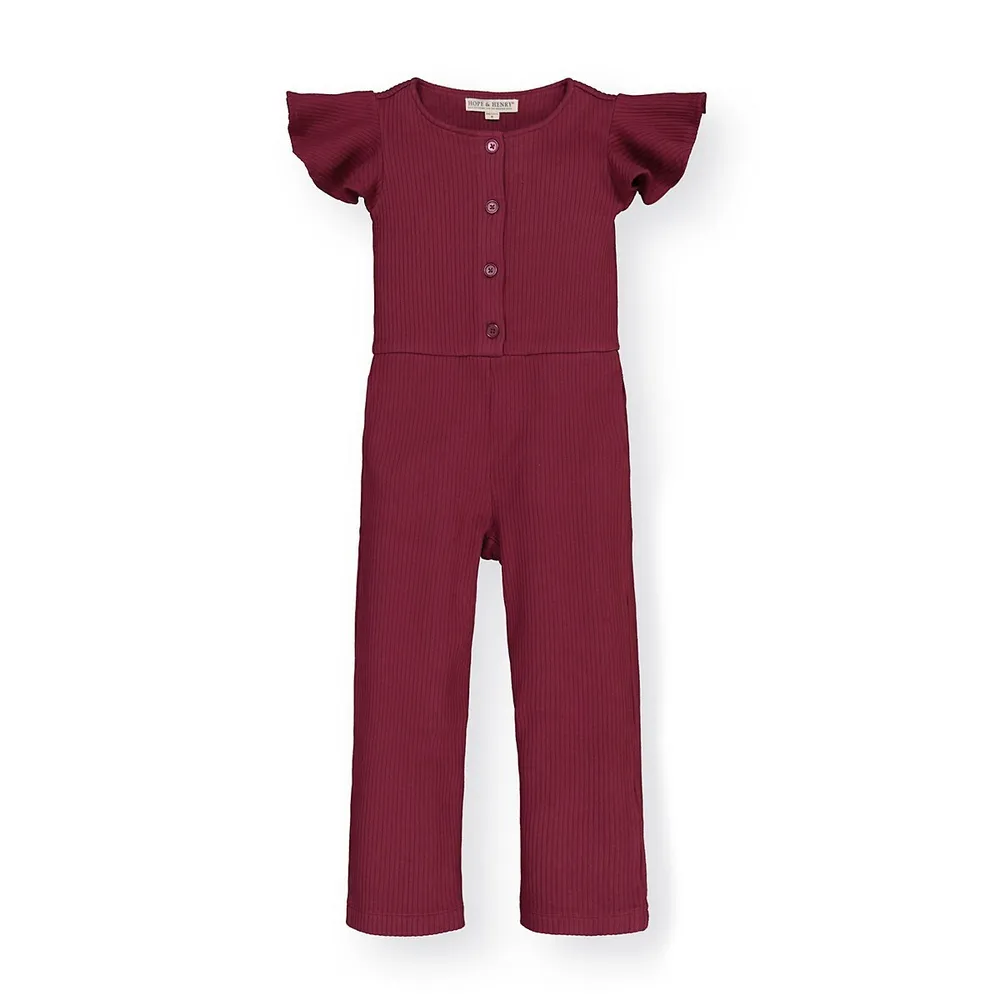 Hope & Henry Baby Girls Short Sleeve Button Down Bodysuit