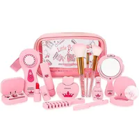 15pc Children Kids Princess Wooden Makeup Kit Pretend Play Roleplaying Set With Carry Bag