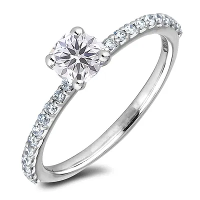 14k White Gold 0.77 Cttw Canadian Diamond Engagement Ring