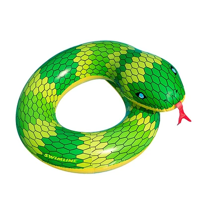 28" Green And Yellow Snake Swimming Pool Inner Tube Float