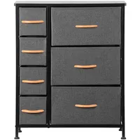 7 Fabric Drawers Dresser Organizer Large Storage Bedroom Nightstand W/ Metal Frame