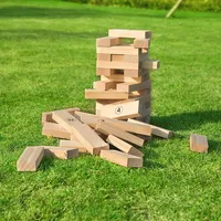 Giant Block Stacking Game - 56pcs - Oversized Wooden Tumble Tower With Storage Bag; 3 Years And Older