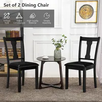 Set Of 2 Dining Room Chair Coffee Rubber Wood Frame And Upholstered Padded Seat