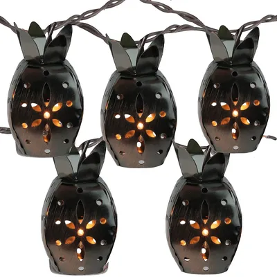 10 Pineapple Novelty Christmas Lights - 7.5 Ft Brown Wire