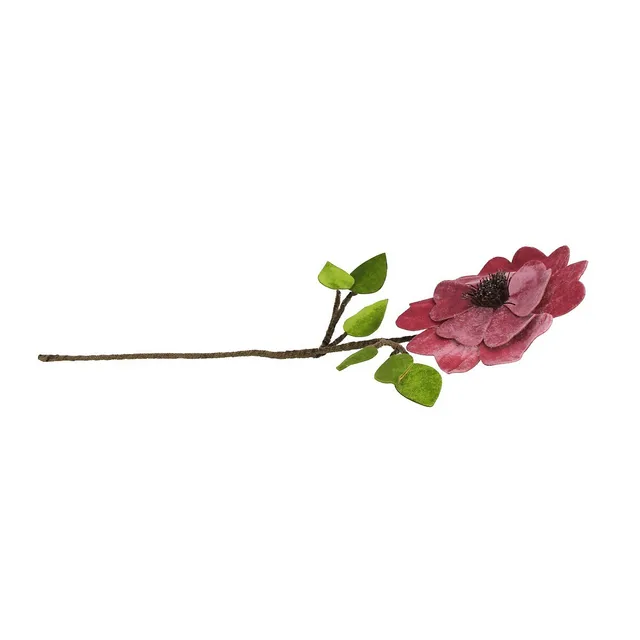 Northlight 21.5 Pink Heart Flower with Stem and Leaves Christmas Pick