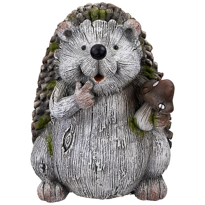 Hedgehog With Mushroom Outdoor Garden Statue - 8.5"