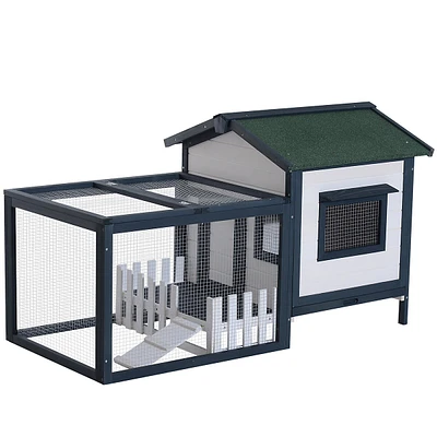 59" X 31" X 33" Wooden Rabbit Hutch Bunny Cage Pet House