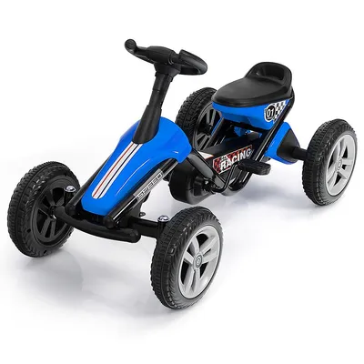 Costway Speed Kids Pedal Powered Ride On Racer Car 4 Whee Blue