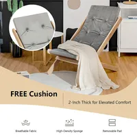 Foldable Wood Beach Sling Chair 3-position Adjustable Beech Chair W/free Cushion