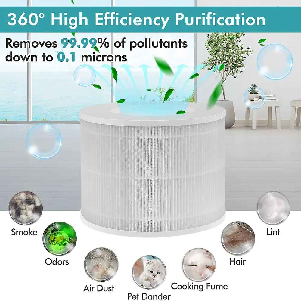 2 Pack Air Purifier Replacement Filter 3-in-1 H13 True Hepa For Dust Smoke Home