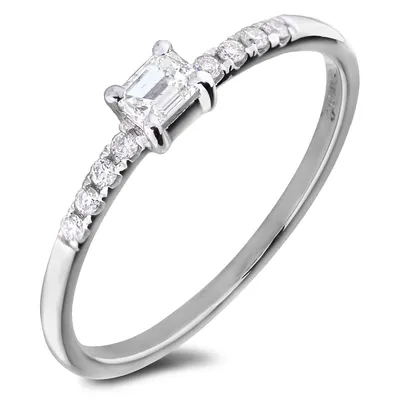 10k Gold 0.24 Cttw Emerald Cut Diamond Stackable Ring