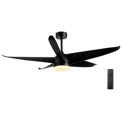 60" Reversible Ceiling Fan With Light 2700k/4200k/6500k Adjustable Led Fan Black