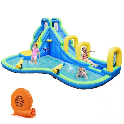 Inflatable Water Slide Kids Bounce House Castle Splash Water Pool With 750w Blower