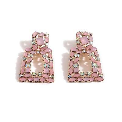 Pink Stone Designer Drop Earrings