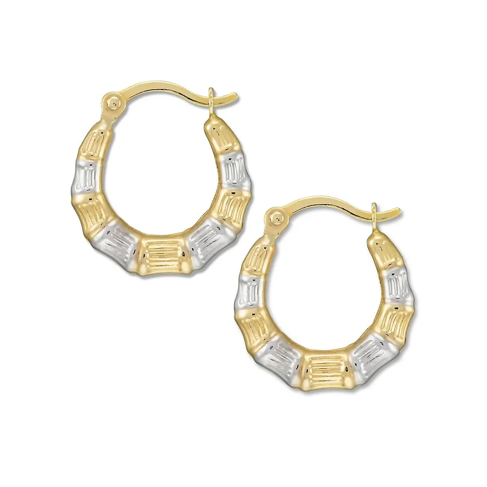 10kt Gold Set Two Tone Tiny Hoop + 4mm Wh Ball