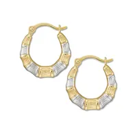 10kt Gold Set Two Tone Tiny Hoop + 4mm Wh Ball