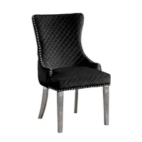 Royal Velvet Dining Chairs (set Of 2) - Lion Back Knocker, Button Tufted Upholstered Silver Legs And Finish