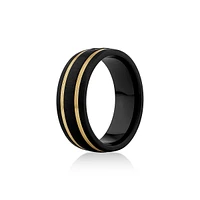 Black Diamond Ring Titanium With 10kt Yellow Gold Inlays