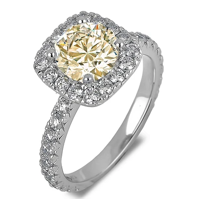14k White Gold 2.01 Cttw Canadian Diamond Halo Ring