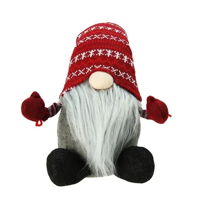 22" Red And Gray Nordic Gnome Christmas Figure