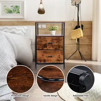 Sofa Side Table Bedside Table, Nightstand End Table with 2 Storage Drawer for Bedroom Living Room