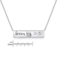 Sterling Silver 15" Dream Big Plaque Necklace