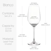 Crystal Bianco White Wine Glasses - Set Of 4