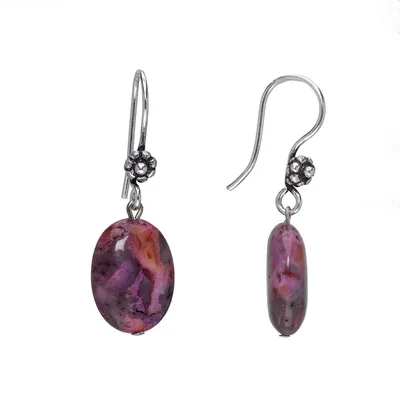 Crazy Lace Agate Oval Drop Earrings