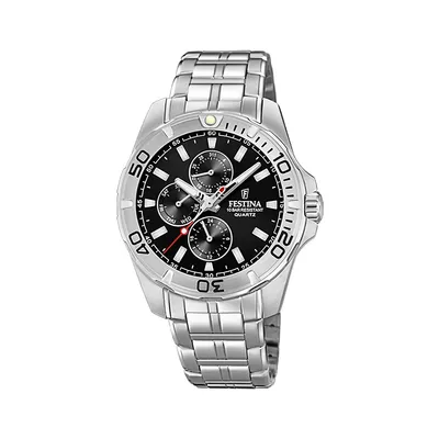 Multifunction Stainless Steel Watch In Silver