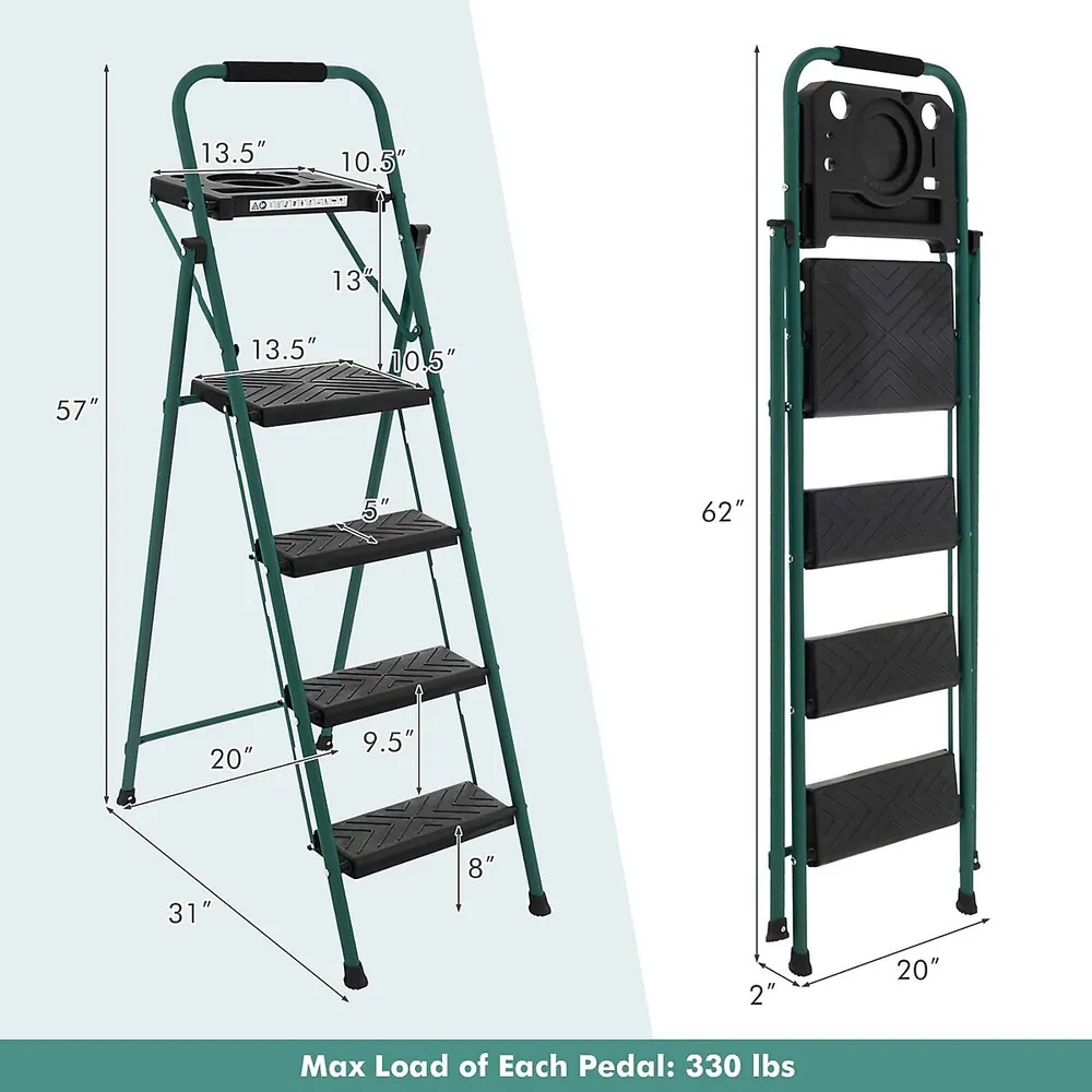 Costway HD EN131 Aluminum Platform Drywall Step Up Folding Work Bench Stool  Ladder
