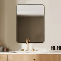 Round Corner Rectangle Framed Mirror (black)
