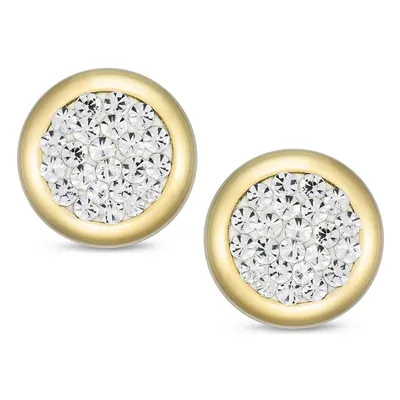 10kt Bonded On Sterling Silver Crystal Round Stud Earring